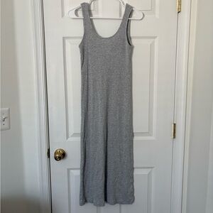 Gray Sleeveless Rib Knit Maxi Dress